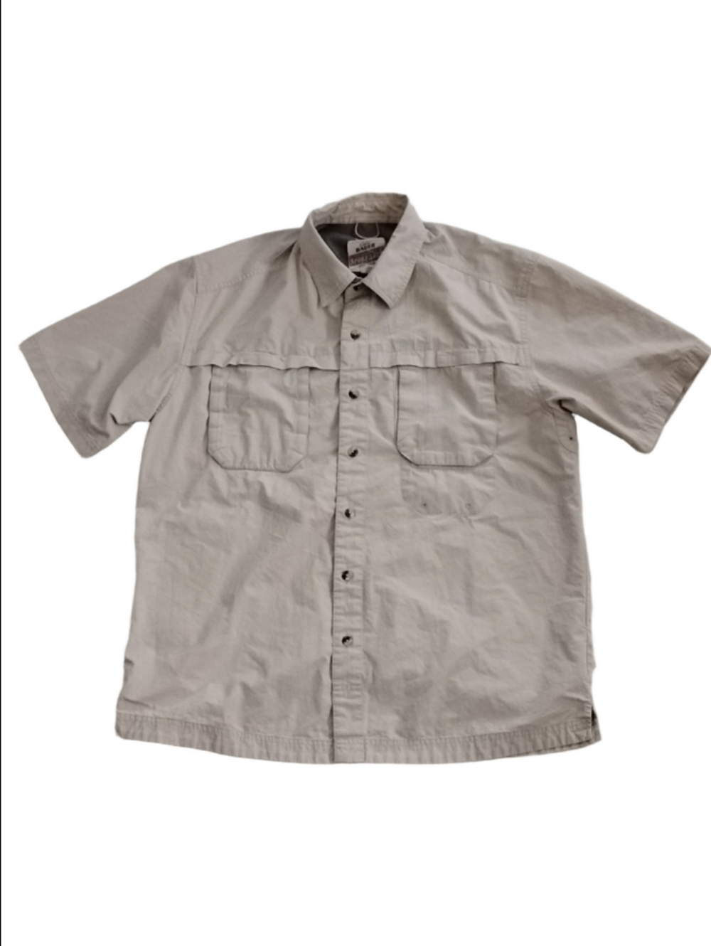 3/$20 Eddie Bauer Short-Sleeve Button-Front Shirt — Light Gray